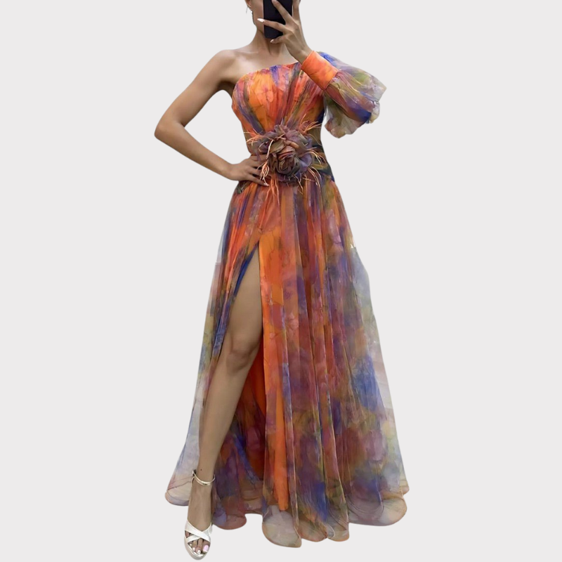 Amelie | One-Shoulder Asymmetric Maxi Dress Liora Lane Boutique