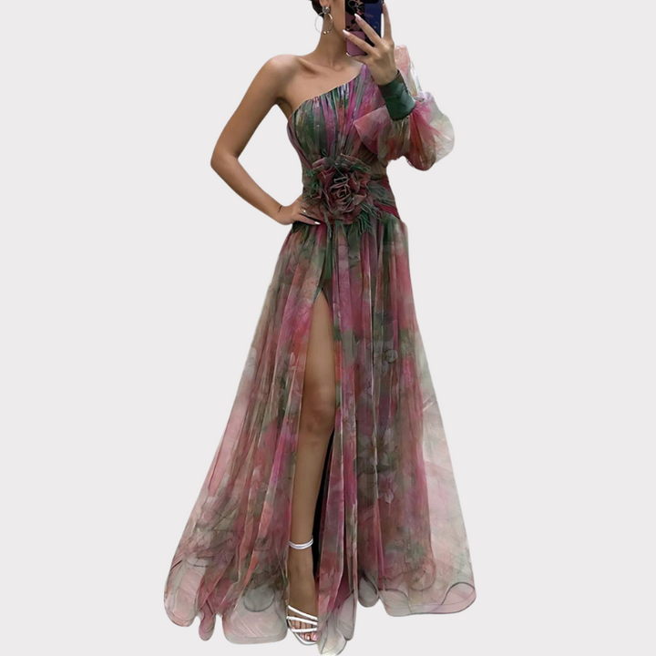 Amelie | One-Shoulder Asymmetric Maxi Dress Liora Lane Boutique