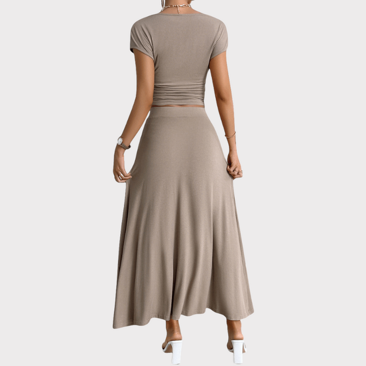 Anastasia | Ruched Crop Top & Flowing Skirt Co-Ord Liora Lane Boutique