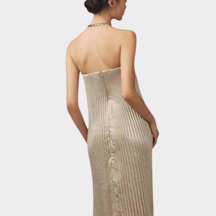 Andreia | Pleated A-Line Strapless Maxi Dress Liora Lane Boutique