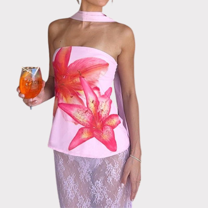 Ariah Floral Sleeveless Top with Scarf Liora Lane Boutique