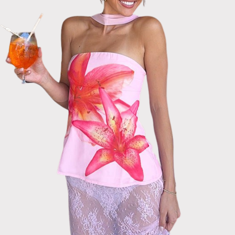 Ariah Floral Sleeveless Top with Scarf Liora Lane Boutique