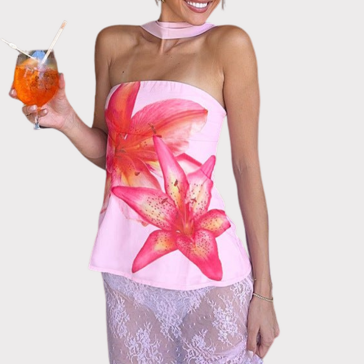 Ariah Floral Sleeveless Top with Scarf Liora Lane Boutique
