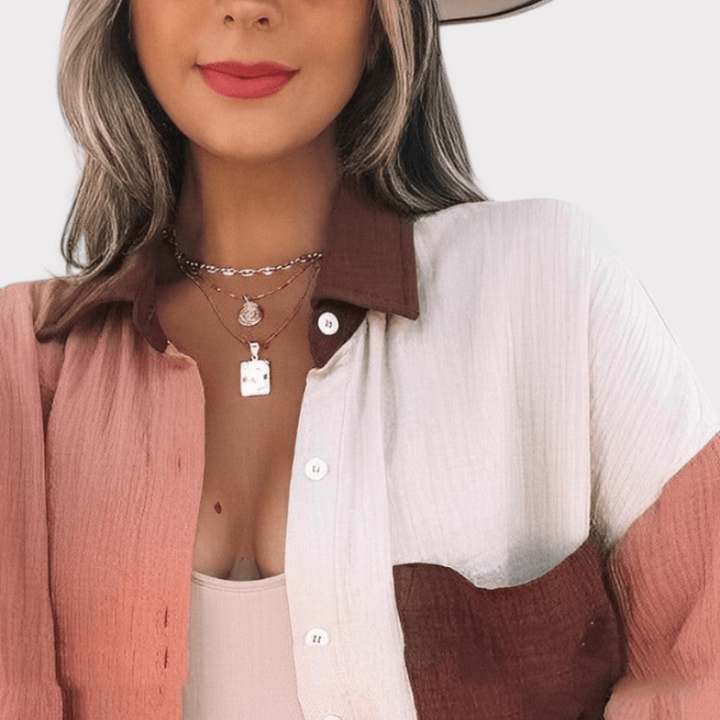 Juniper Colourblock Button-Up Blouse Liora Lane Boutique
