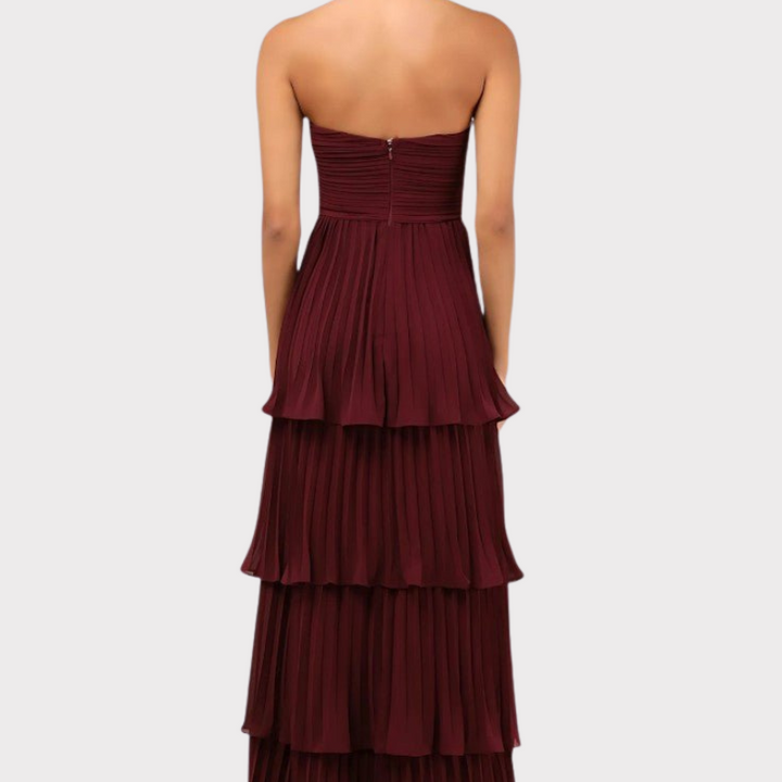 June | Strapless Pleated Tiered Maxi Dress Liora Lane Boutique