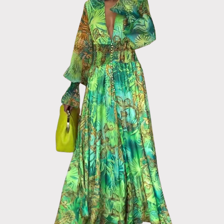 Aria | Elegant Floral Printed Maxi Dress Liora Lane Boutique