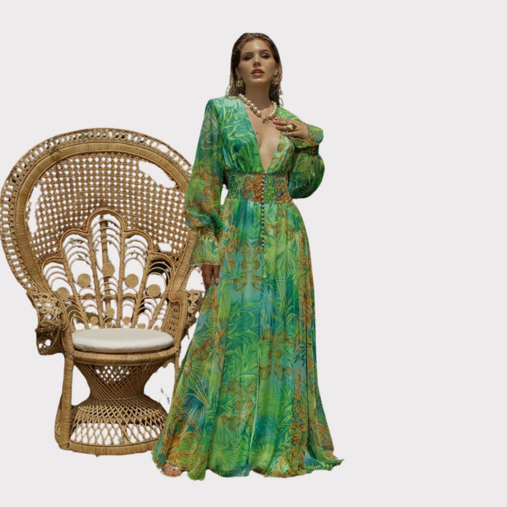 Aria | Elegant Floral Printed Maxi Dress Liora Lane Boutique