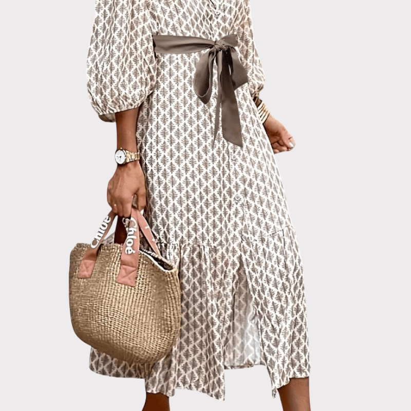 Antonia | Button-Front Tie-Waist Midi Dress Liora Lane Boutique