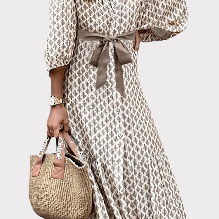 Antonia | Button-Front Tie-Waist Midi Dress Liora Lane Boutique