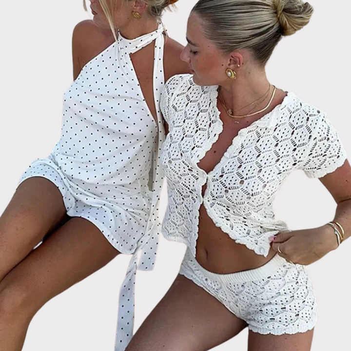 Joanne | Crochet Knit Shorts Set Liora Lane Boutique