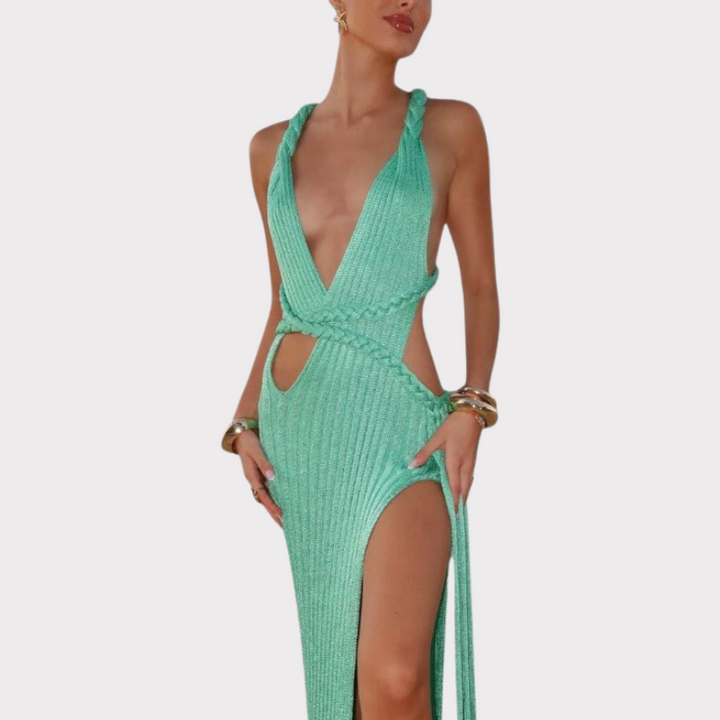 Jamie | Knit Maxi Dress with Cable Waist Detail Liora Lane Boutique