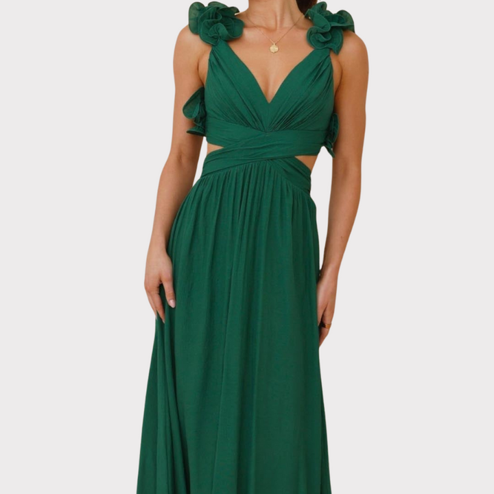 Isla | Ruffle Strap V-Neck Maxi Dress Liora Lane Boutique