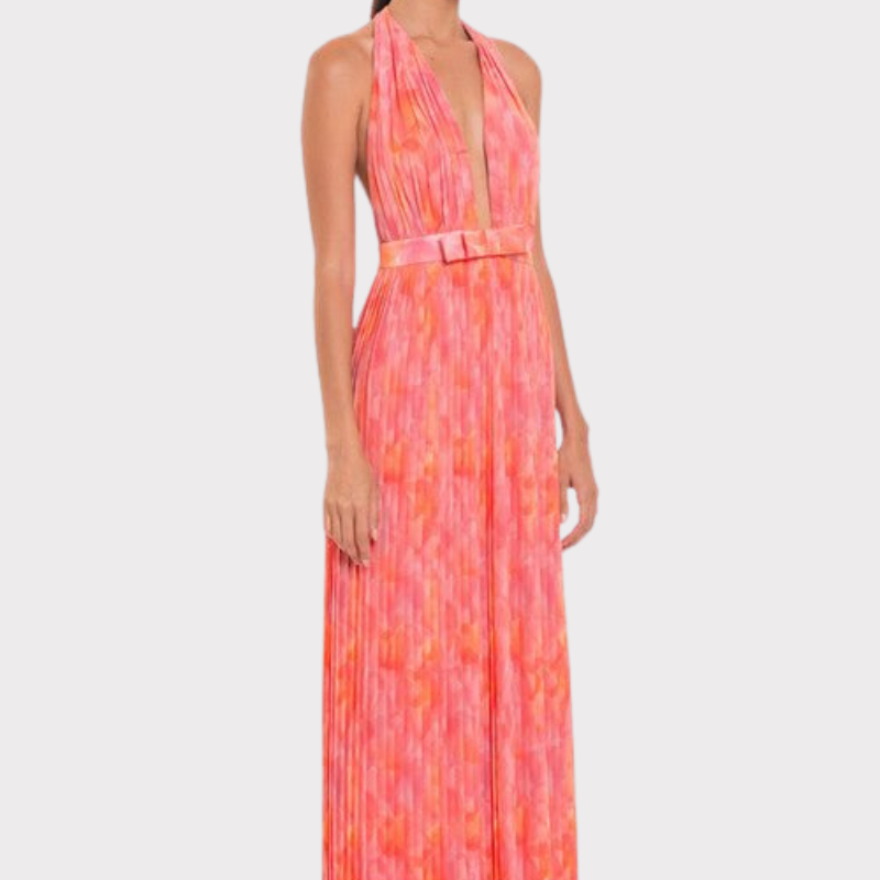 Isla | Pleated Halter Backless Maxi Dress Liora Lane Boutique