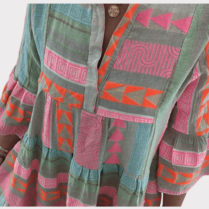Gina | Embroidered Boho Mini Dress Liora Lane Boutique