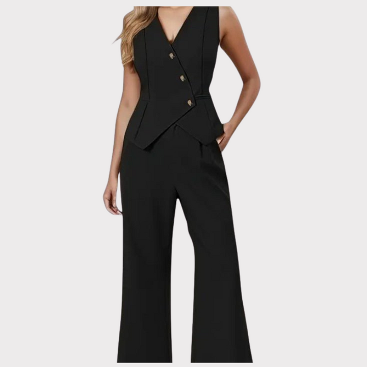 Heskia | Sleeveless Waistcoat & Wide-Leg Pants Set Liora Lane Boutique