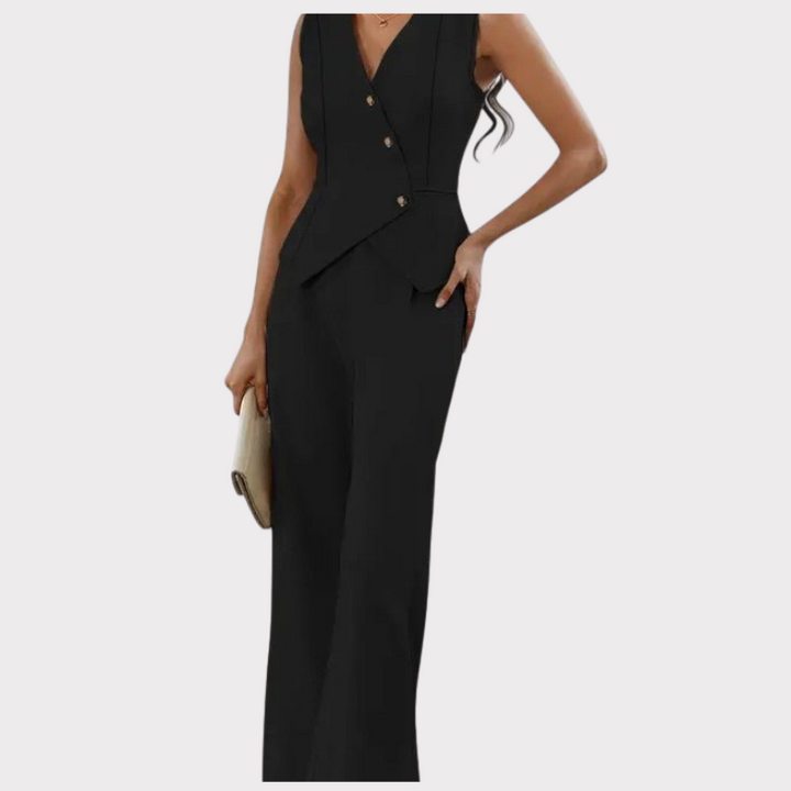 Heskia | Sleeveless Waistcoat & Wide-Leg Pants Set Liora Lane Boutique