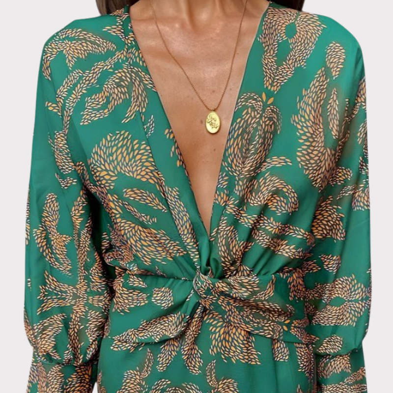 Elara | Knotted V-Neck Soft Dress Liora Lane Boutique
