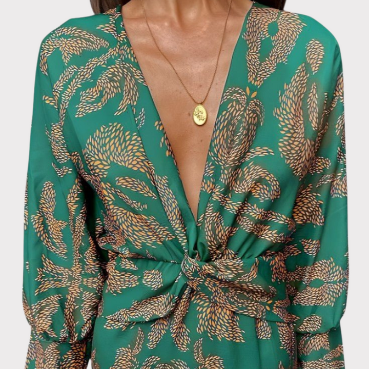 Elara | Knotted V-Neck Soft Dress Liora Lane Boutique