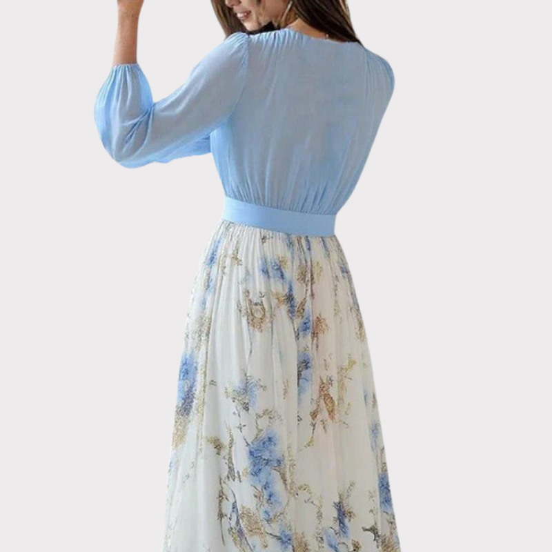 Eliane | Stunning Floral Print V-Neck Maxi Dress Liora Lane Boutique