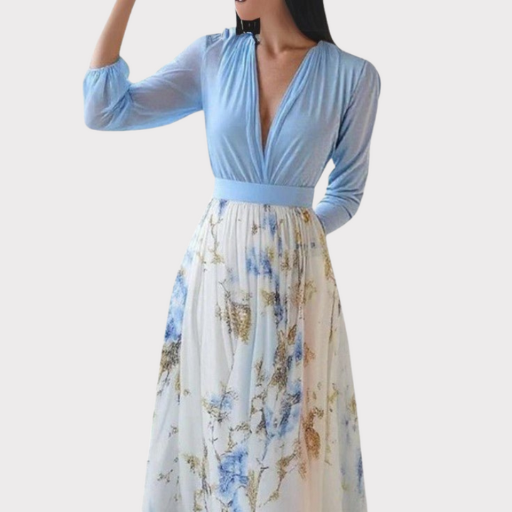 Eliane | Stunning Floral Print V-Neck Maxi Dress Liora Lane Boutique