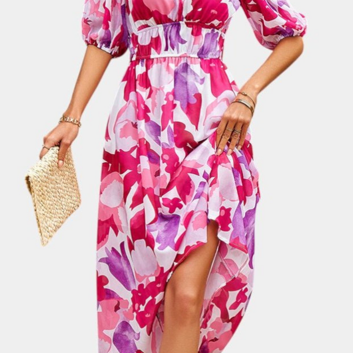 Georgina | V-Neck Floral Midi Dress Liora Lane Boutique
