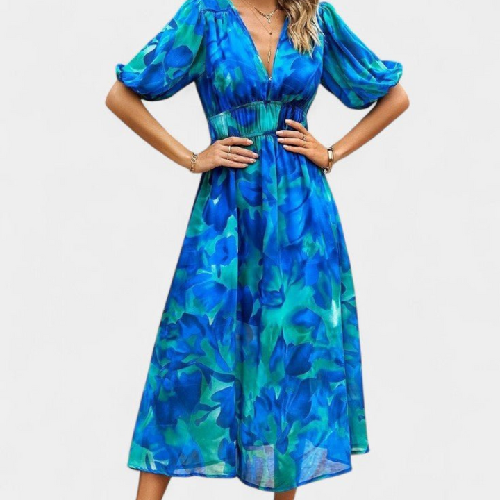 Georgina | V-Neck Floral Midi Dress Liora Lane Boutique