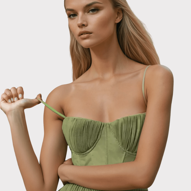 Elodie | Pleated Tulle Corset Midi Dress Liora Lane Boutique