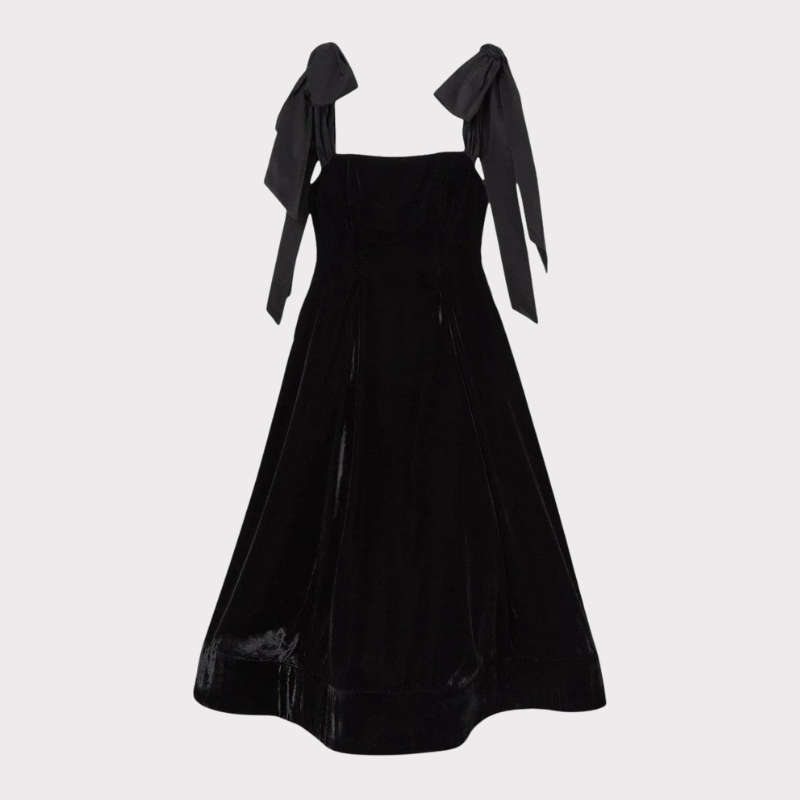 Ajla | Strapless Velvet Bow Midi Dress Liora Lane Boutique