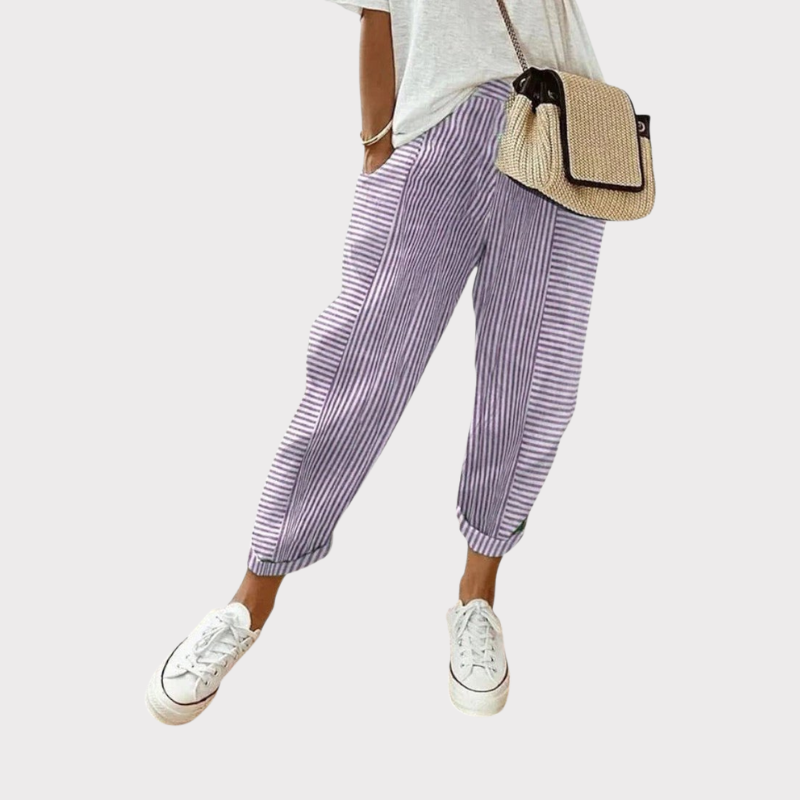 Alba Striped Linen-Blend Pants Liora Lane Boutique