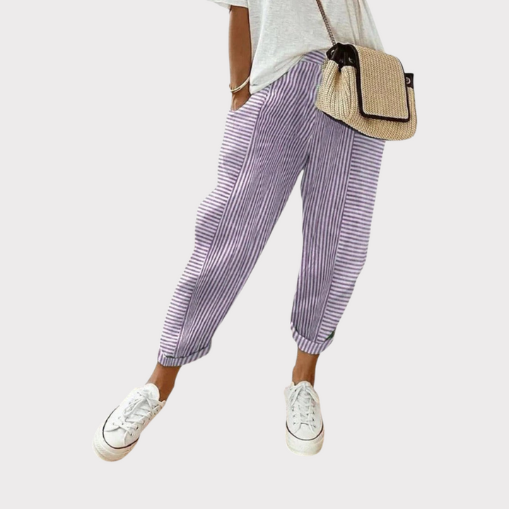 Alba Striped Linen-Blend Pants Liora Lane Boutique