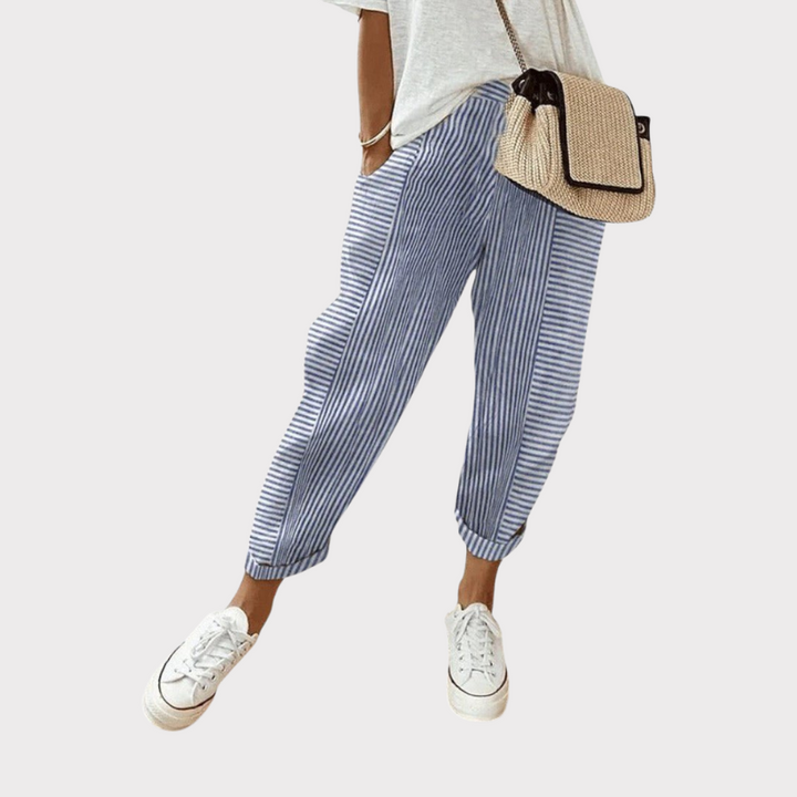 Alba Striped Linen-Blend Pants Liora Lane Boutique