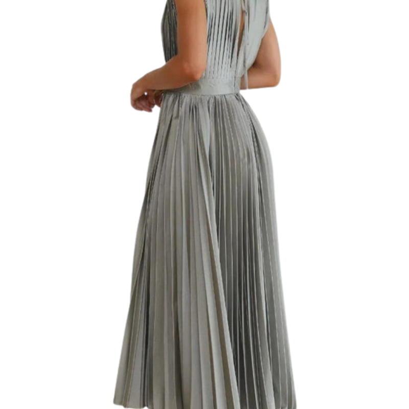 Audrey | Pleated V-Neck Midi Dress Liora Lane Boutique