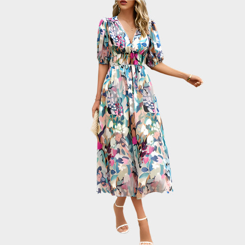 Elegant Midi Dress with Puff Sleeves Jasmine's Boutique Australia