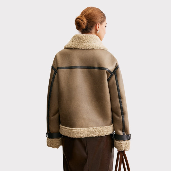 Faux Leather Zipper Teddy Coat  Liora Lane Boutique Women Faux Fur Coats