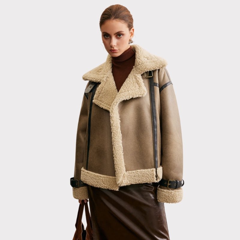 Faux Leather Zipper Teddy Coat  Liora Lane Boutique Women Faux Fur Coats