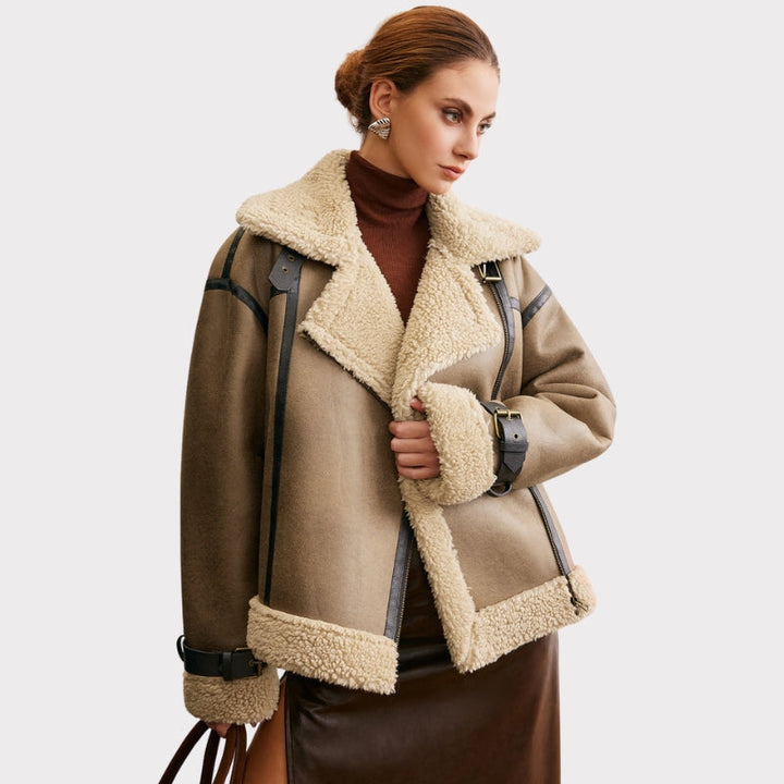 Faux Leather Zipper Teddy Coat  Liora Lane Boutique Women Faux Fur Coats