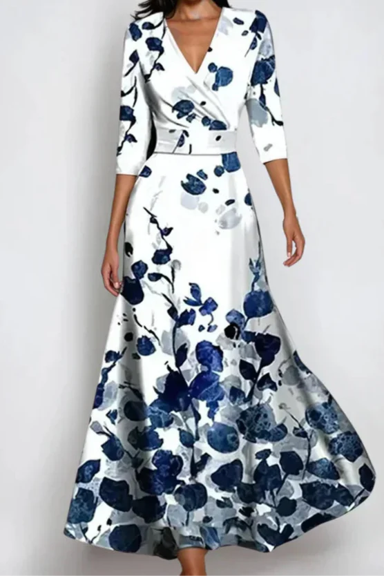 Elisa - Elegant Wrap Dress with Flowers Jasmine's Boutique Australia