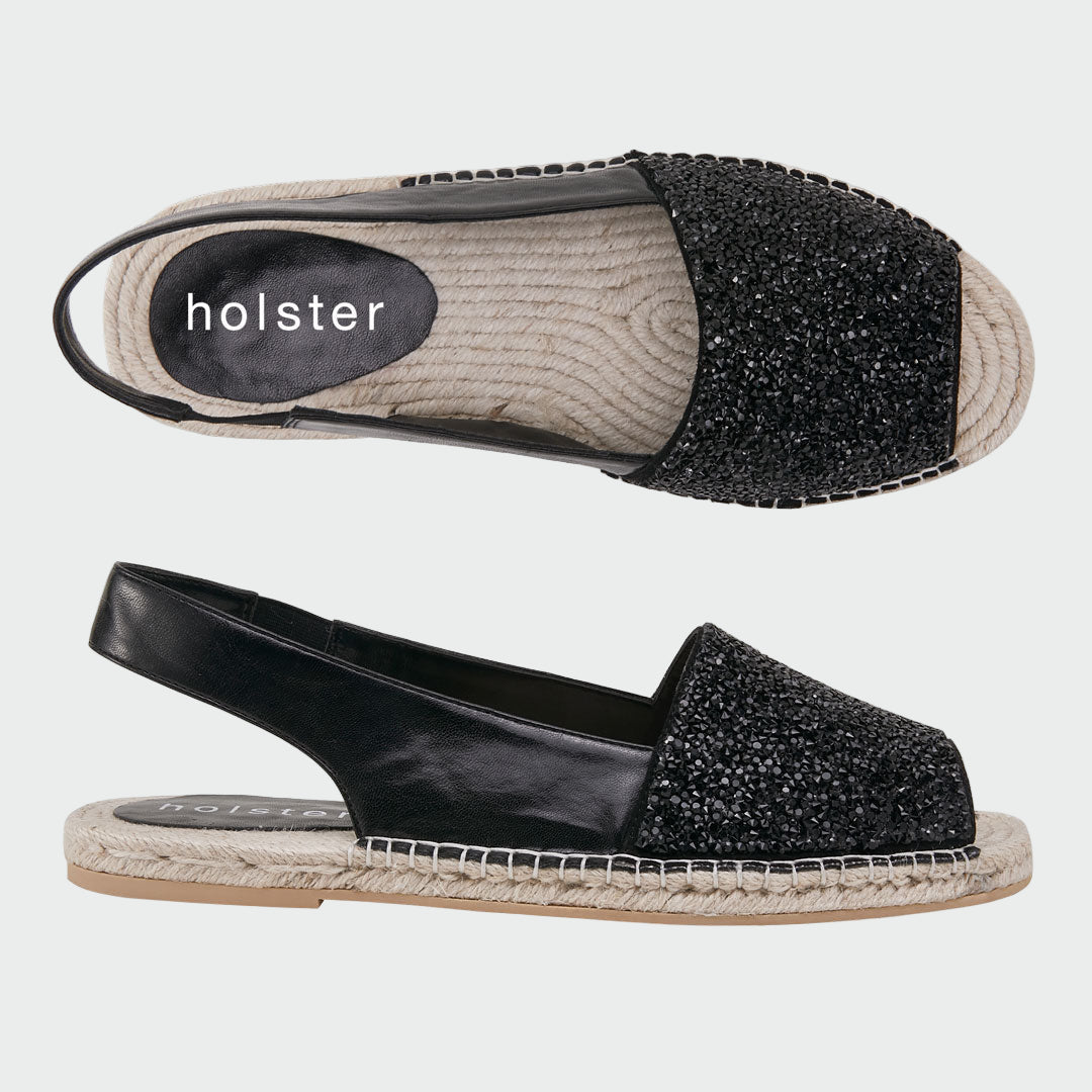 Holster Black Crystal Slingback Espadrilles Jasmine's Boutique Australia