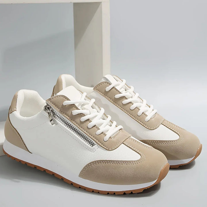 Classic Beige & White Lace-Up Sneakers Jasmine's Boutique Australia