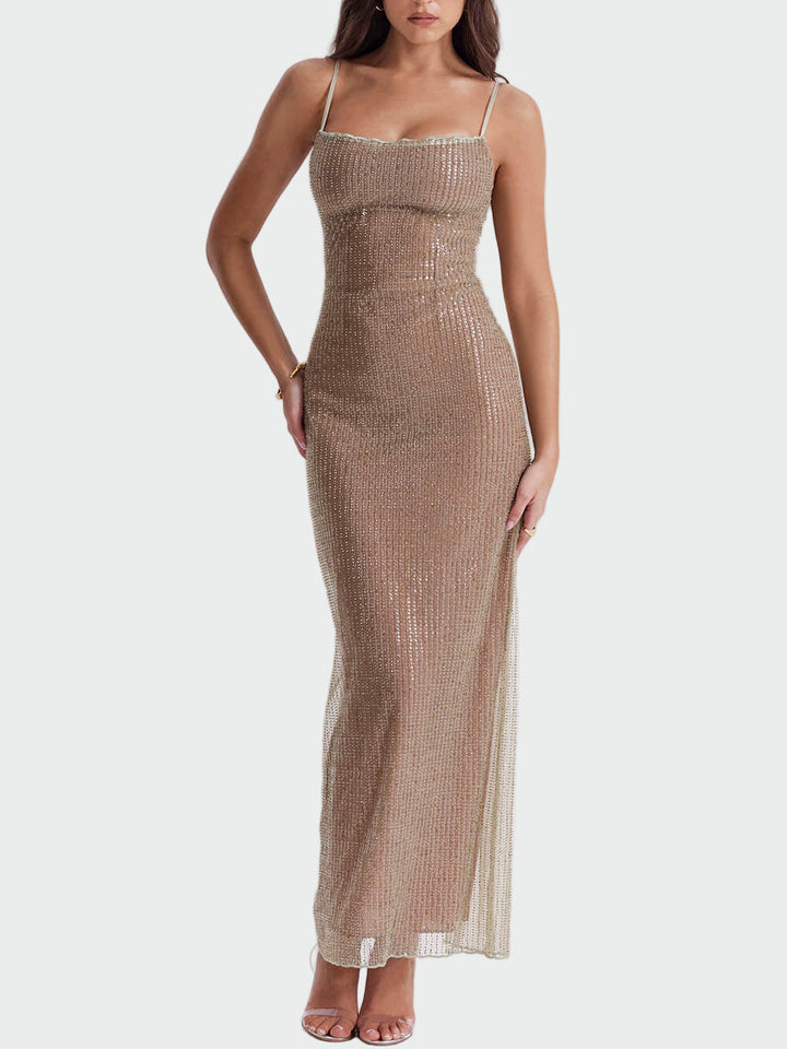 Beaded Cafe Au Lait Maxi Dress Jasmine's Boutique Australia