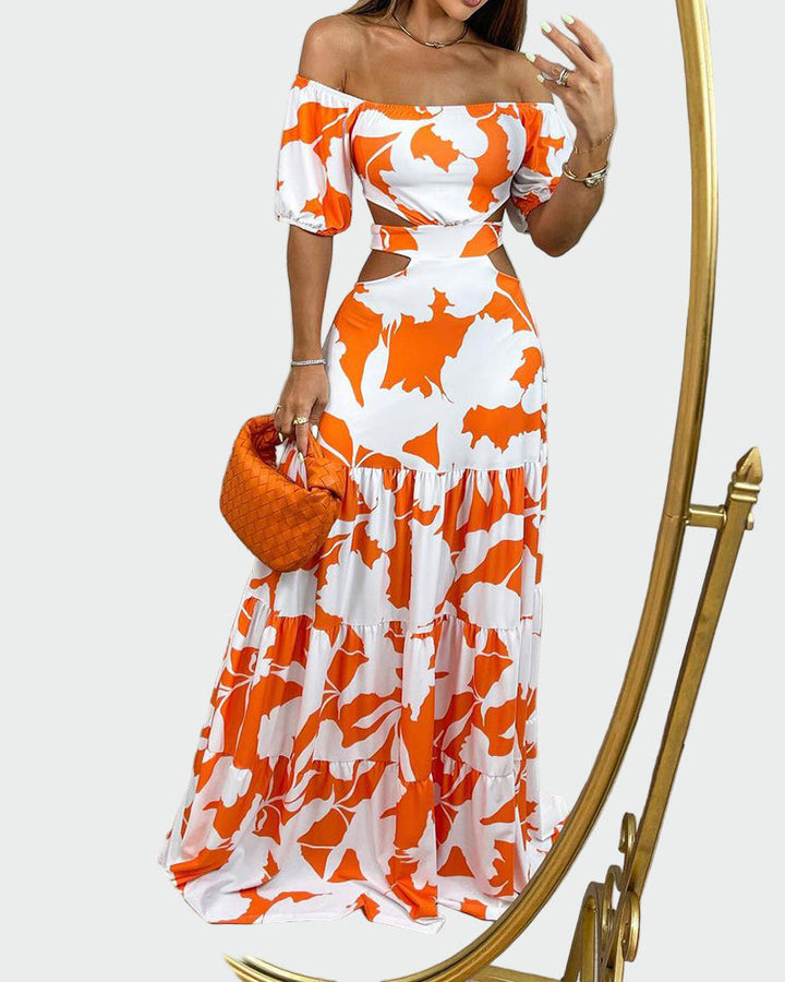 Off Shoulder Print Maxi Dress Jasmine's Boutique Australia
