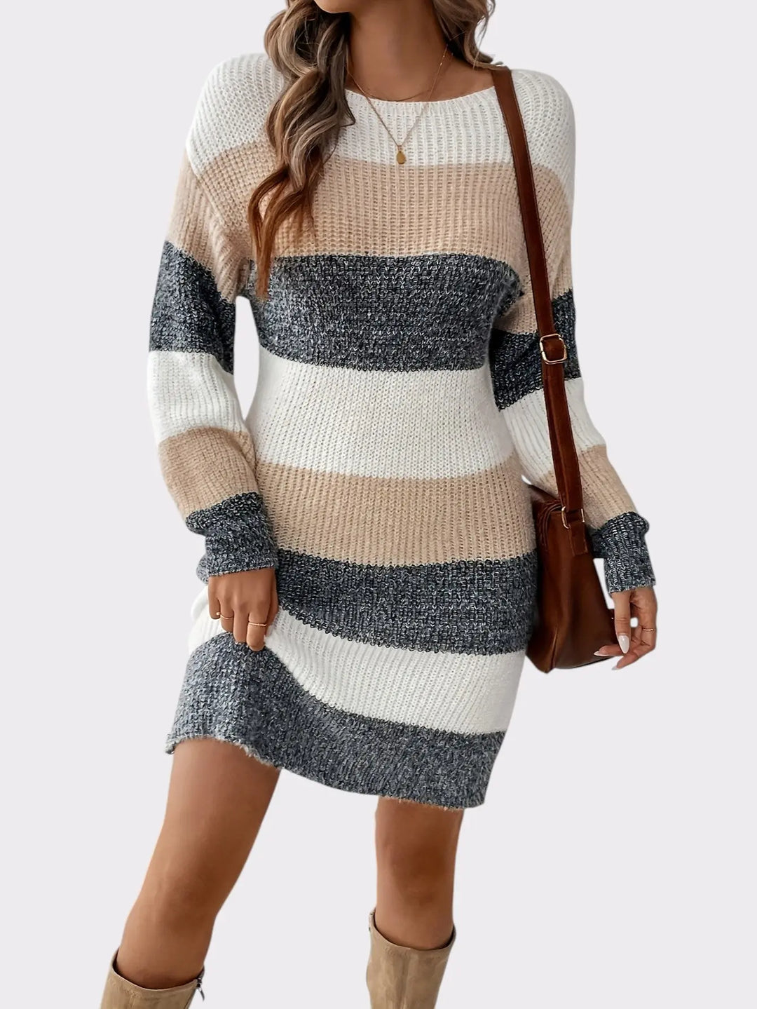 Cozy Stripes Knit Sweater Dress Jasmine's Boutique Australia