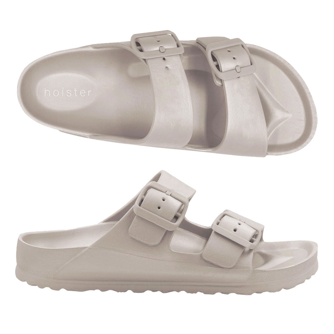 Beige Double Buckle Slide Sandals Jasmine's Boutique Australia