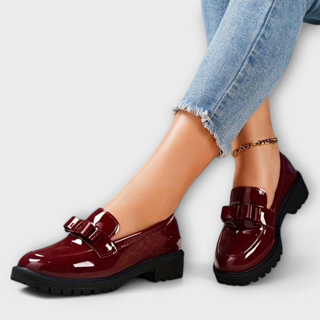 Women's Black Patent Moccasins with Bow Jasmine's Boutique Australia