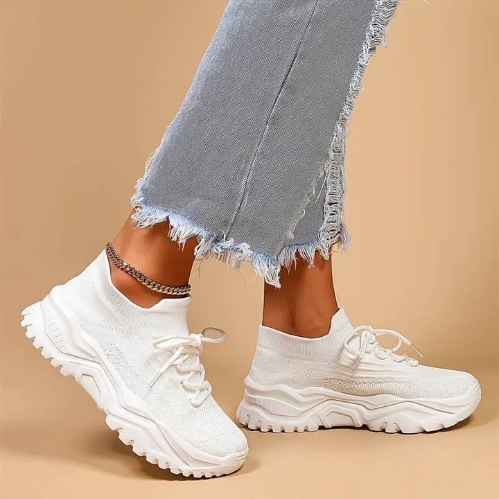 All-White Chunky Knit Sneakers Jasmine's Boutique Australia