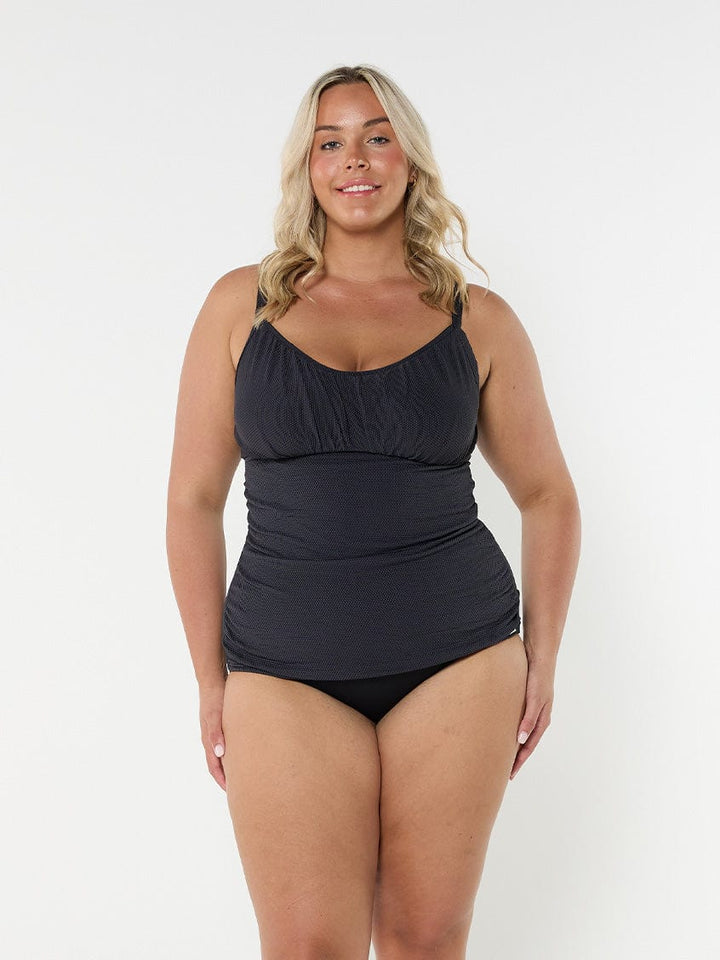 Black Honey Comb Ruched Underwire Tankini Top Jasmine's Boutique Australia