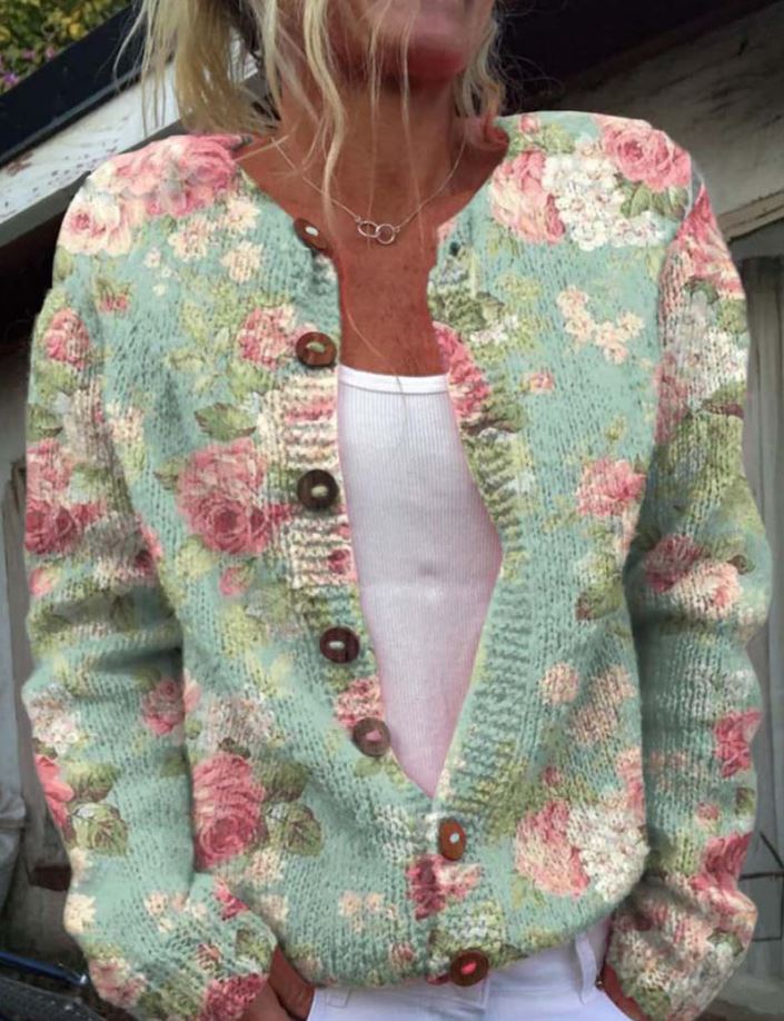 Michelle | Soft Autumn Cardigan  Liora Lane Boutique TOP Mint Floral / UK 18-20 (3XL) 34.95