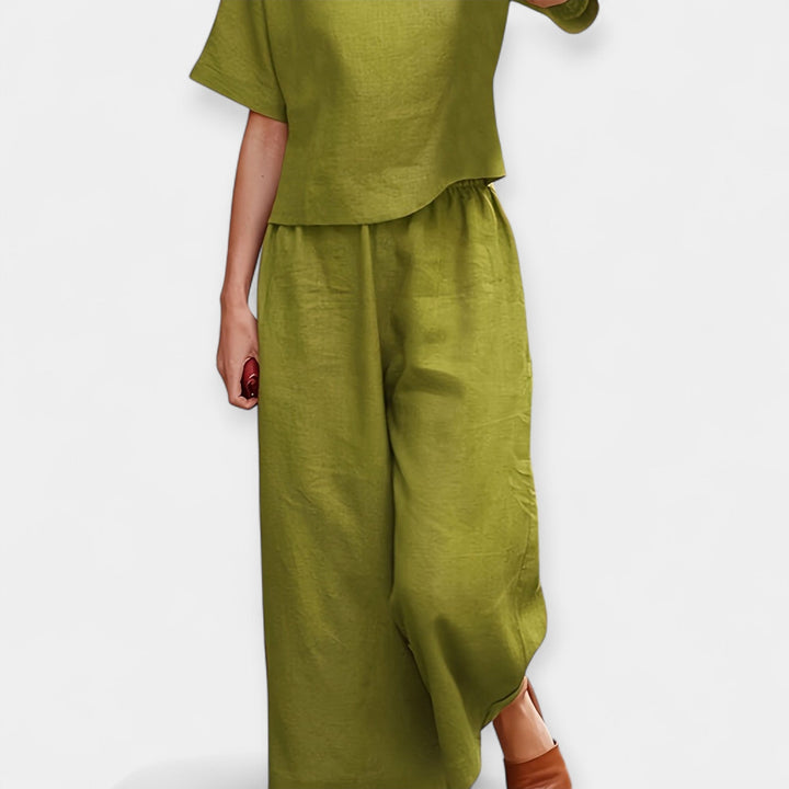 Airy Pants Set with Short-Sleeve Top Jasmine's Boutique Australia