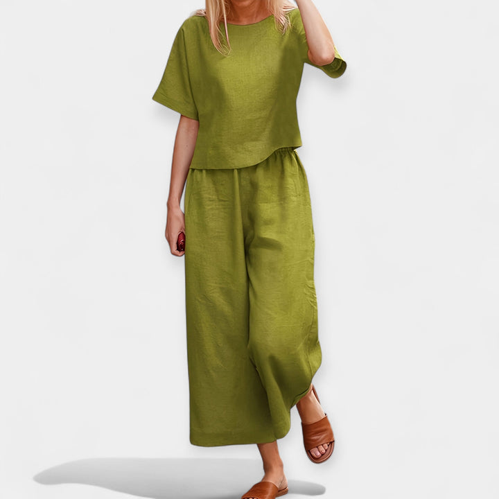 Airy Pants Set with Short-Sleeve Top Jasmine's Boutique Australia