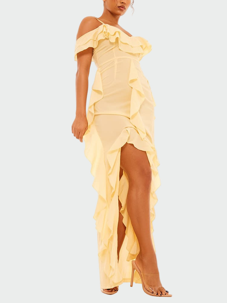 Cold Shoulder Ruffle Maxi Dress Jasmine's Boutique Australia